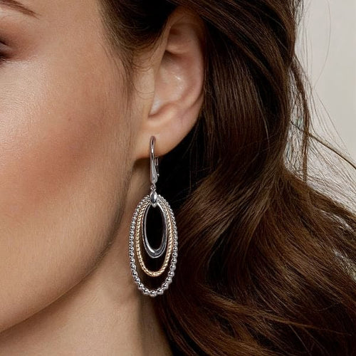 925 Sterling Silver and 14K Yellow Gold Bujukan Rope Drop Earrings - EG15305MZJJJ-Gabriel & Co.-Renee Taylor Gallery