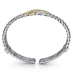 925 Sterling Silver and 14K Yellow Gold Bujukan Shrimp Cross Cross Bangle Bracelet - BG5045-62MZJJJ-Gabriel & Co.-Renee Taylor Gallery