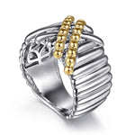 925 Sterling Silver and 14K Yellow Gold Bujukan Shrimp Criss-Cross Ring - LR52758MZJJJ-Gabriel & Co.-Renee Taylor Gallery