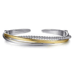 925 Sterling Silver and 14K Yellow Gold Bujukan Twisted Bangle Bracelet - BG5043-62MZJJJ-Gabriel & Co.-Renee Taylor Gallery