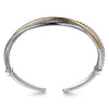 925 Sterling Silver and 14K Yellow Gold Bujukan Twisted Bangle Bracelet - BG5043-62MZJJJ-Gabriel & Co.-Renee Taylor Gallery