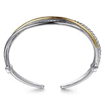 925 Sterling Silver and 14K Yellow Gold Bujukan Twisted Bangle Bracelet - BG5043-62MZJJJ-Gabriel & Co.-Renee Taylor Gallery