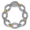 925 Sterling Silver and 14K Yellow Gold Bujukan White Sapphire Link Bracelet - TB5047MZJWS-Gabriel & Co.-Renee Taylor Gallery