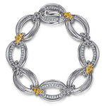 925 Sterling Silver and 14K Yellow Gold Bujukan White Sapphire Link Bracelet - TB5047MZJWS-Gabriel & Co.-Renee Taylor Gallery