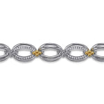 925 Sterling Silver and 14K Yellow Gold Bujukan White Sapphire Link Bracelet - TB5047MZJWS-Gabriel & Co.-Renee Taylor Gallery