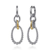 925 Sterling Silver and 14K Yellow Gold Bujukan White Sapphire Link Drop Earrings - EG15299MZJWS-Gabriel & Co.-Renee Taylor Gallery