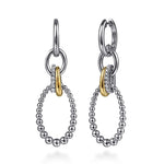 925 Sterling Silver and 14K Yellow Gold Bujukan White Sapphire Link Drop Earrings - EG15299MZJWS-Gabriel & Co.-Renee Taylor Gallery