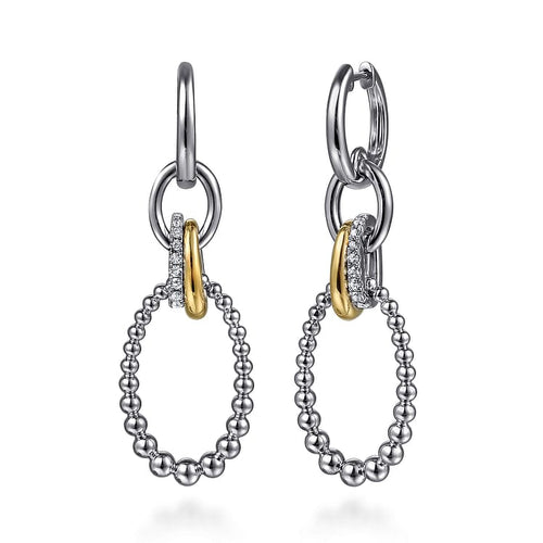 925 Sterling Silver and 14K Yellow Gold Bujukan White Sapphire Link Drop Earrings - EG15299MZJWS-Gabriel & Co.-Renee Taylor Gallery