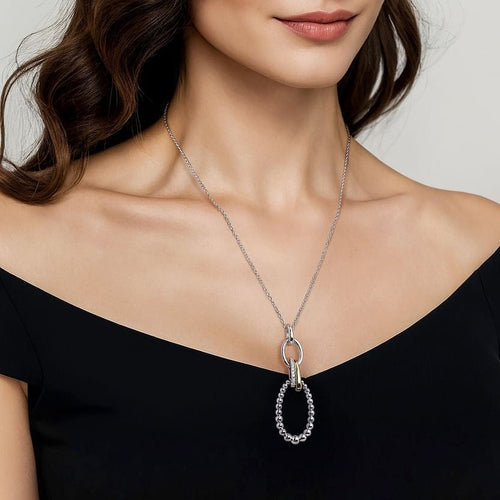 925 Sterling Silver and 14K Yellow Gold Bujukan White Sapphire Link Pendant Necklace - NK7780-20MZJWS-Gabriel & Co.-Renee Taylor Gallery