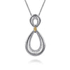 925 Sterling Silver and 14K Yellow Gold Bujukan White Sapphire Teardrop Necklace - NK7781-20MZJWS-Gabriel & Co.-Renee Taylor Gallery
