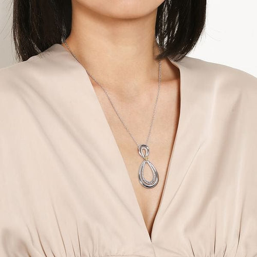 925 Sterling Silver and 14K Yellow Gold Bujukan White Sapphire Teardrop Necklace - NK7781-20MZJWS-Gabriel & Co.-Renee Taylor Gallery
