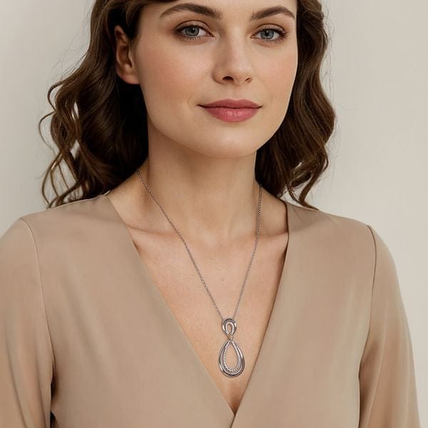 925 Sterling Silver and 14K Yellow Gold Bujukan White Sapphire Teardrop Necklace - NK7781-20MZJWS-Gabriel & Co.-Renee Taylor Gallery