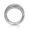 925 Sterling Silver and 14K Yellow Gold Bujukan White Sapphire Wide Band Ring - LR52755MZJWS-Gabriel & Co.-Renee Taylor Gallery