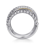 925 Sterling Silver and 14K Yellow Gold Bujukan White Sapphire Wide Band Ring - LR52755MZJWS-Gabriel & Co.-Renee Taylor Gallery
