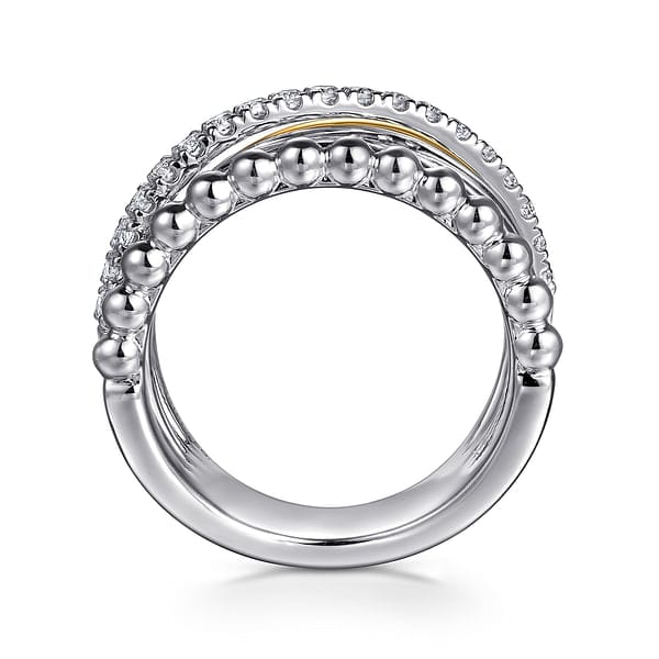 925 Sterling Silver and 14K Yellow Gold Bujukan White Sapphire Wide Band Ring - LR52755MZJWS-Gabriel & Co.-Renee Taylor Gallery