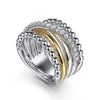 925 Sterling Silver and 14K Yellow Gold Bujukan White Sapphire Wide Band Ring - LR52755MZJWS-Gabriel & Co.-Renee Taylor Gallery