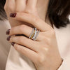 925 Sterling Silver and 14K Yellow Gold Bujukan White Sapphire Wide Band Ring - LR52755MZJWS-Gabriel & Co.-Renee Taylor Gallery