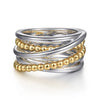 925 Sterling Silver & 14K Yellow Gold Criss-Cross Ring - LR52133MZJJJ-Gabriel & Co.-Renee Taylor Gallery