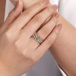 925 Sterling Silver & 14K Yellow Gold Criss-Cross Ring - LR52133MZJJJ-Gabriel & Co.-Renee Taylor Gallery