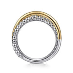925 Sterling Silver and 14K Yellow Gold Criss Cross Ring - LR52135MZJJJ-Gabriel & Co.-Renee Taylor Gallery