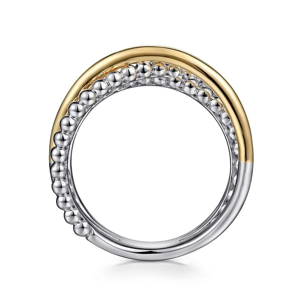 925 Sterling Silver and 14K Yellow Gold Criss Cross Ring - LR52135MZJJJ-Gabriel & Co.-Renee Taylor Gallery