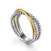 925 Sterling Silver and 14K Yellow Gold Criss Cross Ring - LR52135MZJJJ-Gabriel & Co.-Renee Taylor Gallery