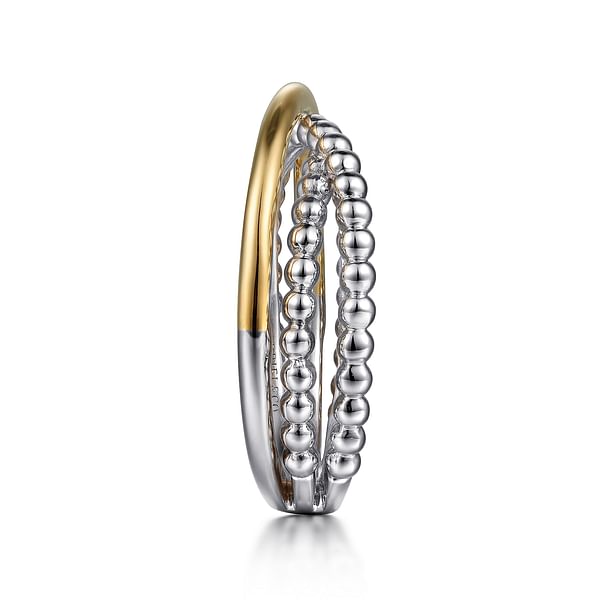 925 Sterling Silver and 14K Yellow Gold Criss Cross Ring - LR52135MZJJJ-Gabriel & Co.-Renee Taylor Gallery