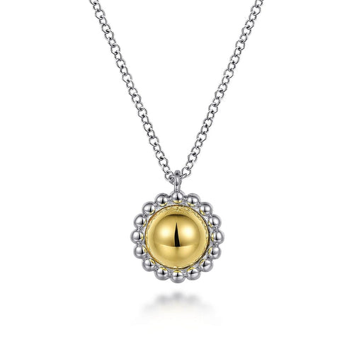 925 Sterling Silver and 14K Yellow Gold Fashion Pendant Necklace - NK6898MZJJJ-Gabriel & Co.-Renee Taylor Gallery