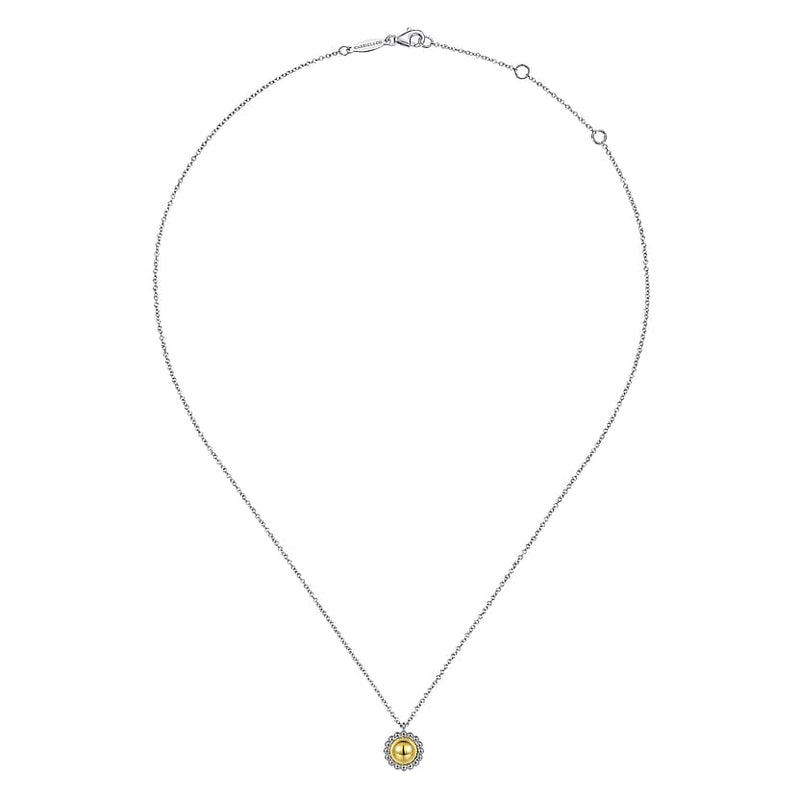 925 Sterling Silver and 14K Yellow Gold Fashion Pendant Necklace - NK6898MZJJJ-Gabriel & Co.-Renee Taylor Gallery