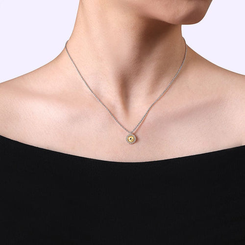 925 Sterling Silver and 14K Yellow Gold Fashion Pendant Necklace - NK6898MZJJJ-Gabriel & Co.-Renee Taylor Gallery