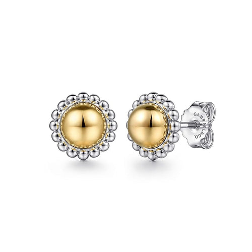 925 Sterling Silver and 14K Yellow Gold Bujukan Stud Earrings - EG14450MZJJJ-Gabriel & Co.-Renee Taylor Gallery