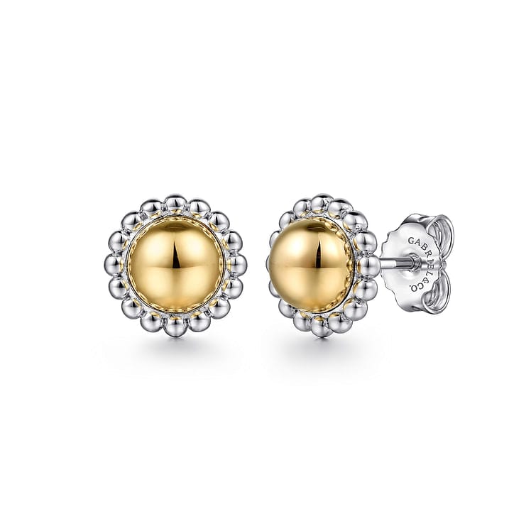 925 Sterling Silver and 14K Yellow Gold Bujukan Stud Earrings - EG14450MZJJJ-Gabriel & Co.-Renee Taylor Gallery
