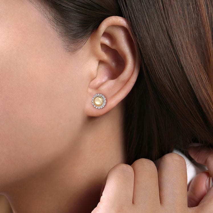 925 Sterling Silver and 14K Yellow Gold Bujukan Stud Earrings - EG14450MZJJJ-Gabriel & Co.-Renee Taylor Gallery