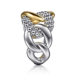 925 Sterling Silver and 14K Yellow Gold Link Ring - LR52136MZJJJ-Gabriel & Co.-Renee Taylor Gallery