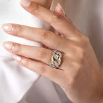 925 Sterling Silver and 14K Yellow Gold Link Ring - LR52136MZJJJ-Gabriel & Co.-Renee Taylor Gallery