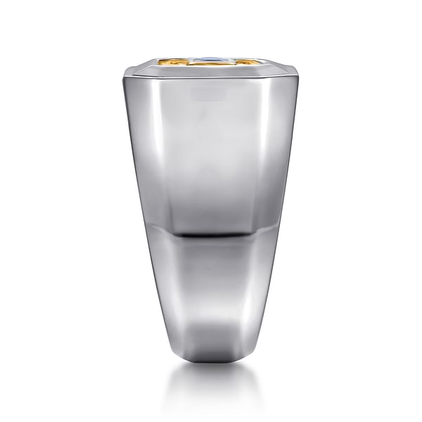 925 Sterling Silver and 14K Yellow Gold Sapphire Signet Ring - MR20154MZJSB-Gabriel & Co.-Renee Taylor Gallery