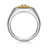 925 Sterling Silver and 14K Yellow Gold Starburst Men's Signet Ring - MR20153MZ5OX-Gabriel & Co.-Renee Taylor Gallery