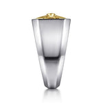 925 Sterling Silver and 14K Yellow Gold Starburst Men's Signet Ring - MR20153MZ5OX-Gabriel & Co.-Renee Taylor Gallery