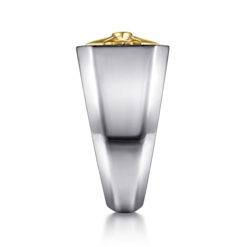 925 Sterling Silver and 14K Yellow Gold Starburst Men's Signet Ring - MR20153MZ5OX-Gabriel & Co.-Renee Taylor Gallery