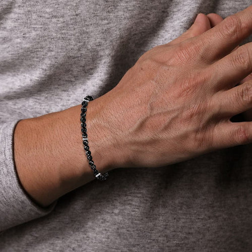 925 Sterling Silver and 4mm Black Onyx Beaded Bracelet - TBM4746SVJOX-Gabriel & Co.-Renee Taylor Gallery