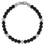 925 Sterling Silver and 6mm Black Titanium Sandblast Men's Beaded Bracelet - TBM2214TISVJJJ-Gabriel & Co.-Renee Taylor Gallery