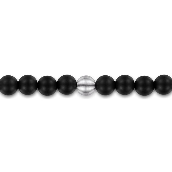 925 Sterling Silver and 6mm Black Titanium Sandblast Men's Beaded Bracelet - TBM2214TISVJJJ-Gabriel & Co.-Renee Taylor Gallery