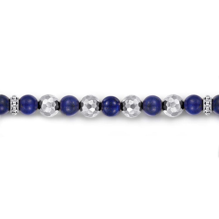 925 Sterling Silver and 6mm Lapis Beaded Bracelet - TBM4531SVJLP-Gabriel & Co.-Renee Taylor Gallery