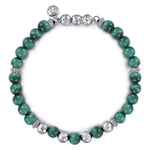 925 Sterling Silver and 6mm Malachite Beaded Bracelet - TBM4531SVJMA-Gabriel & Co.-Renee Taylor Gallery