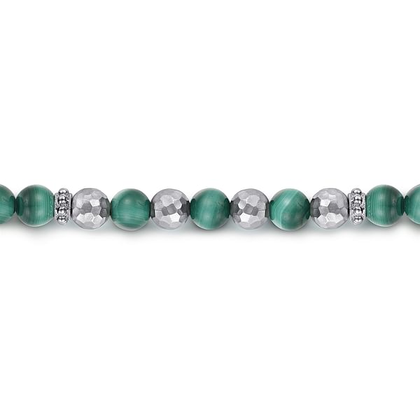 925 Sterling Silver and 6mm Malachite Beaded Bracelet - TBM4531SVJMA-Gabriel & Co.-Renee Taylor Gallery