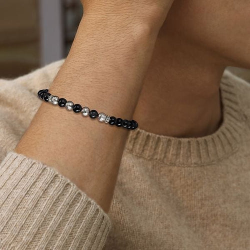 925 Sterling Silver and 6mm Onyx Beaded Bracelet - TBM4531SVJOX-Gabriel & Co.-Renee Taylor Gallery