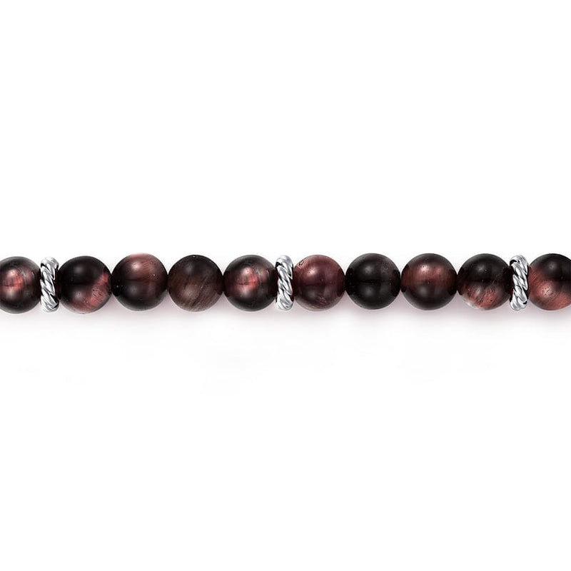 925 Sterling Silver and 6mm Tiger Eye Beads Bracelet - TBM4533-75SVJTE-Gabriel & Co.-Renee Taylor Gallery