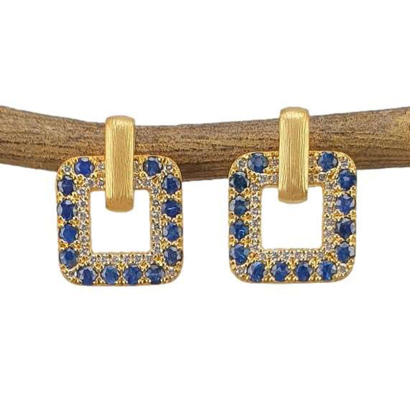 Marika 14K Gold, Blue Sapphire & Diamond Earrings M9302-Marika-Renee Taylor Gallery