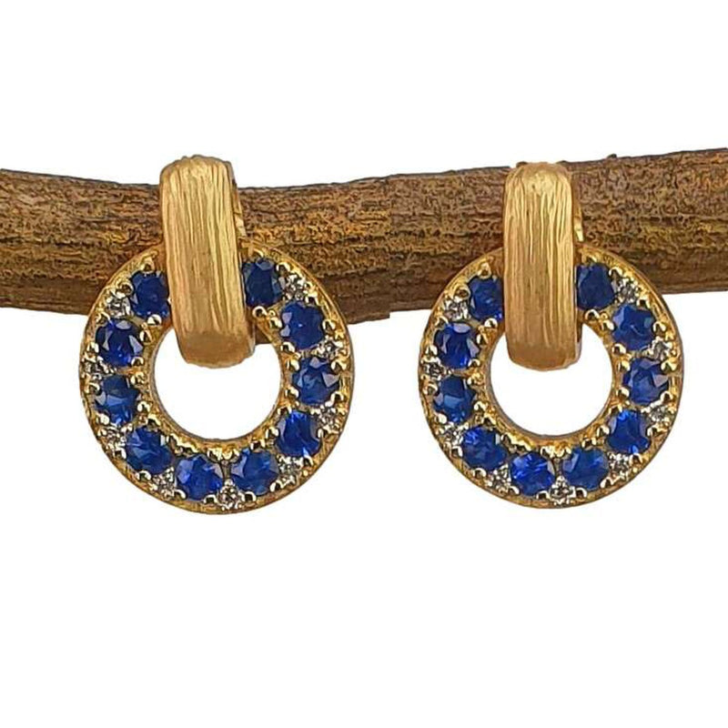 Marika 14K Gold, Blue Sapphire & Diamond Earrings M9303-Marika-Renee Taylor Gallery