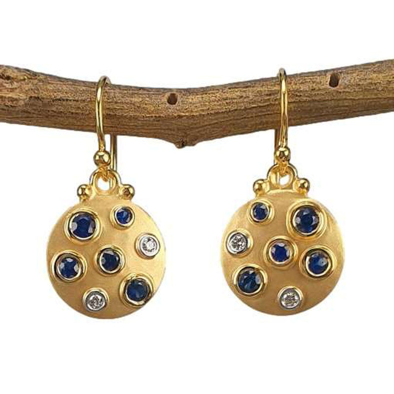 Marika 14K Gold, Blue Sapphire & Diamond Earrings - M9312-Marika-Renee Taylor Gallery